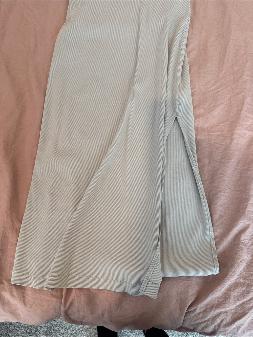 Universal Thread Cream Ribbed Tank Maxi Dress with Side Slit - Picture 3 of 7